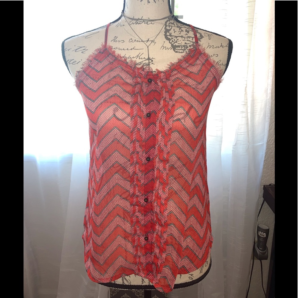 Sheer button tank top